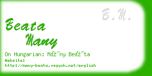 beata many business card